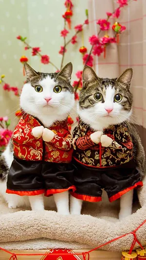 萌宠猫咪唐装拜年_1
