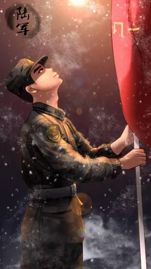 八一建军节帅气军人插画