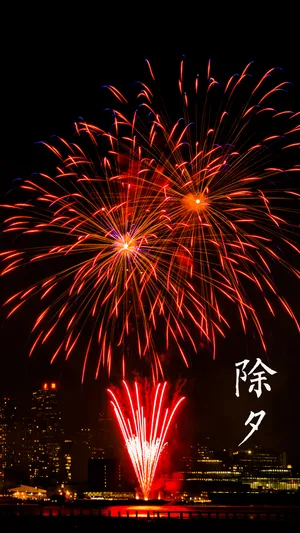 除夕夜晚烟花璀璨