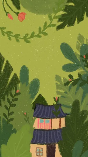 二十四节气清明绿色插画