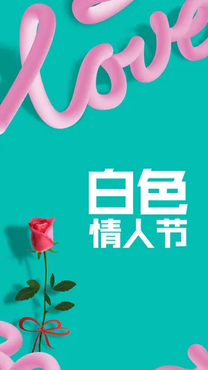 立体小清新白色情人节