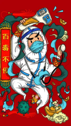 战疫防疫百毒不侵创意主题图_1