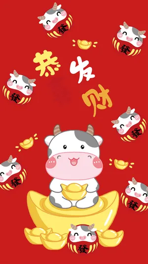 2021牛年恭喜发财喜庆背景图