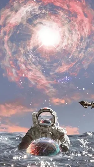 抖音超火太空人创意背景