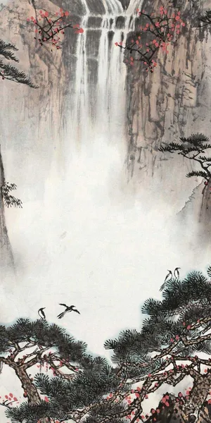 古风水墨山水插画
