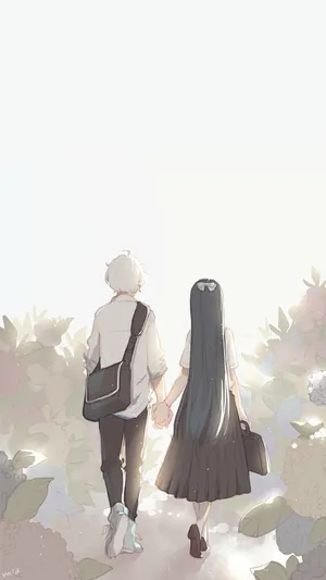 情侣背影创意插图
