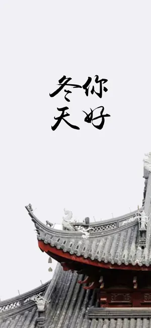 雪花飘落在屋顶上