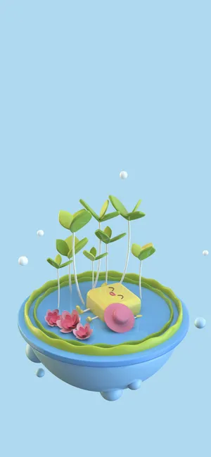 大暑二十四节气蓝色小清新C4D