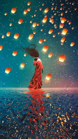 满天的孔明灯