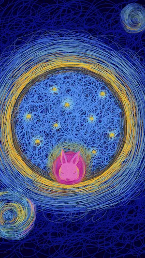 月亮上的兔子线圈插画_1