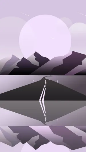 公路梦幻光影插画