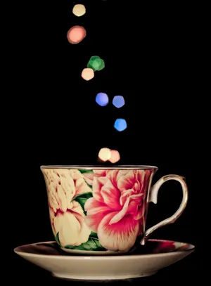 杯 茶 散景 牡丹花纹