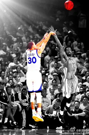 NBA篮球明星勇士队斯蒂芬库里绝杀时刻