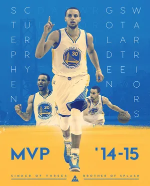 NBA篮球明星勇士队斯蒂芬库里指天14-15赛季MVP