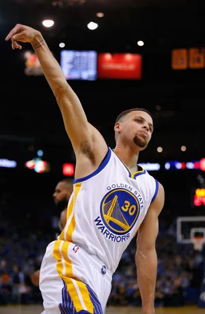 NBA篮球明星勇士队斯蒂芬库里招牌动作