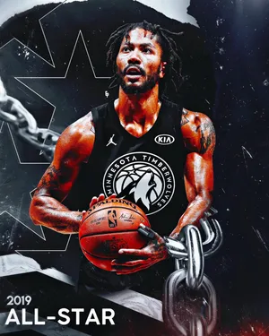 NBA篮球明星公牛队德里克罗斯2019森林狼队全明星