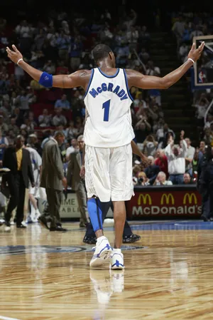 NBA火箭队球星麦迪麦蒂T-Mac魔术队时期庆祝进球