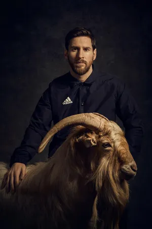足球明星Messi里奥梅西Adidas与山羊_1
