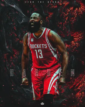 NBA篮球名星火箭队大胡子詹姆斯哈登火山熔岩背景