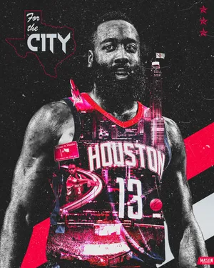 NBA篮球名星火箭队大胡子詹姆斯哈登休斯顿城市名片