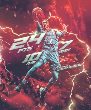 NBA篮球明星韦少拉塞尔威斯布鲁克雷霆数据王_1