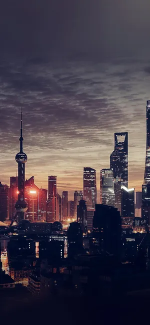 夜色上海，标志性建筑东方明珠夜景