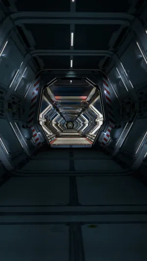 太空空间站里的走廊创意手绘