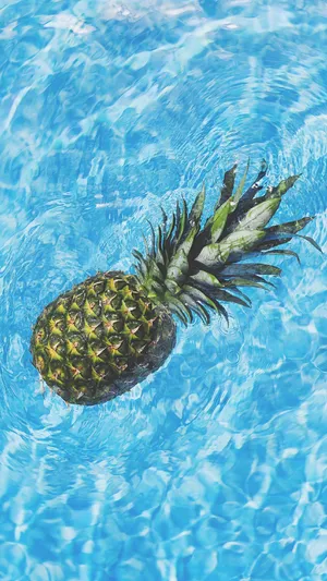 漂浮在清澈海水中的菠萝精美