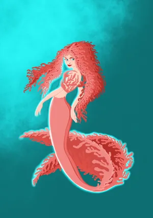 卡通鱼美人插画图片