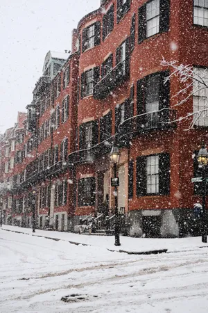 城市建筑唯美雪景图片第1张