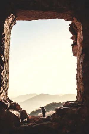 石洞小鸟休憩图片_1