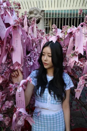 蓝色格纹女生图片第1张
