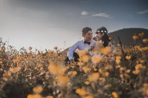 情侣花海婚纱照图片_1