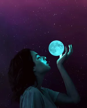 月光下的美女图片