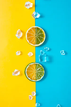 柠檬冰块背景图片第1张