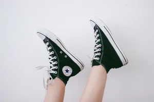 穿在脚上的帆布鞋图片第1张