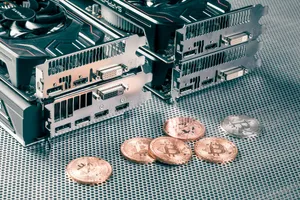 虚拟货币和图形板放在一起图片第张