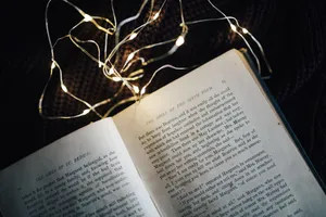 摆放在书本上的小灯泡图片第张