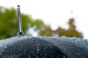 黑色雨伞和雨滴图片_1