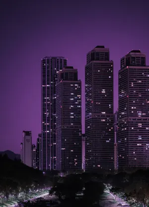 紫色夜空城市夜景图片_1