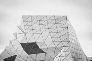 灰色调几何建筑摄影图片_1