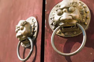 复古狮子门把手图片第张