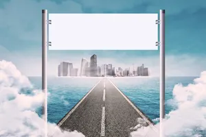 城市建筑与空白广告牌图片_1