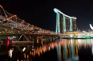 新加坡摩天大楼夜景图片_1