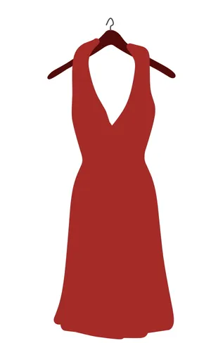 红色露背晚礼服卡通图片_1