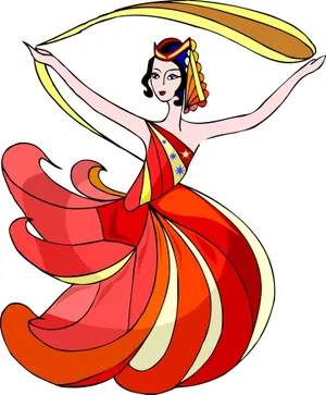 民族舞蹈美女卡通图片_1