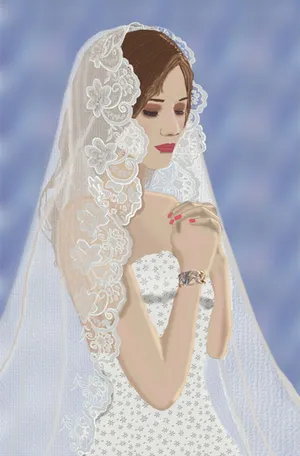 长发漫画美女婚纱图片第1张