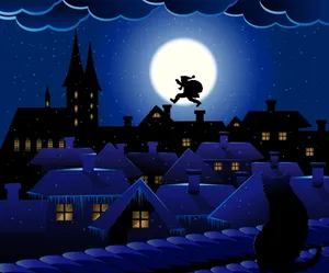 圣诞老人夜晚图片