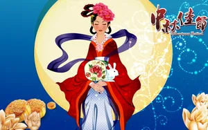 中秋节嫦娥卡通图片