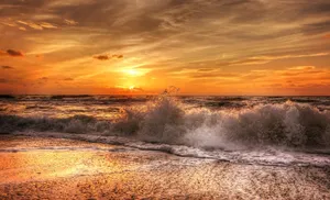 丹麦海岸唯美夕阳风景图片